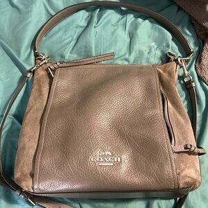 Grey Silver 
Chrome/Metallic leather, and suede COACH PURSE